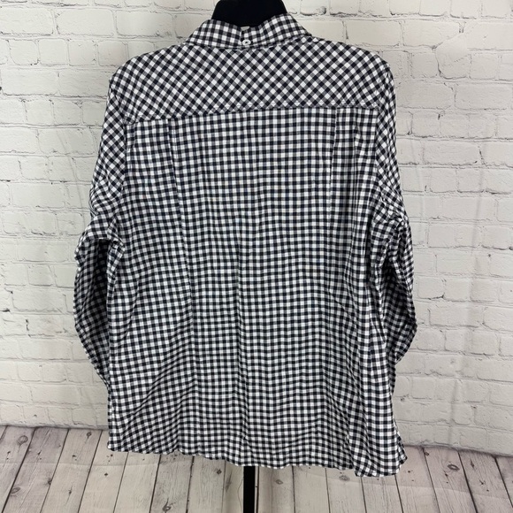 Bit & Bridle Navy and White Plaid Checkered Button Down Shirt Size Large - Picture 5 of 7